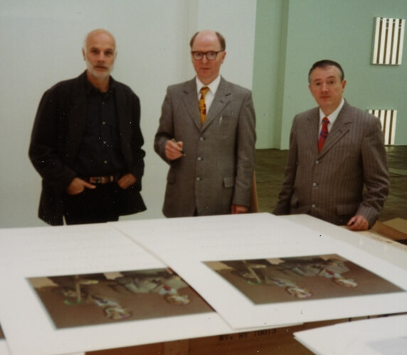 Jörg Schellmann with Gilbert and George at Edition Schellmann, Cologne 1995 Jörg Schellmann with Gilbert and George at Edition Schellmann, Cologne 1995